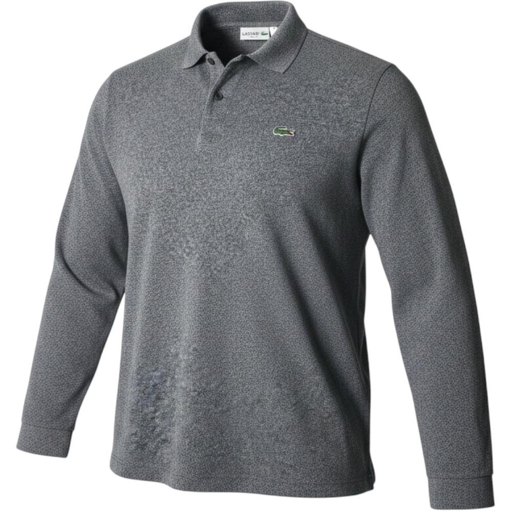 Lacoste Classic Fit Long Sleeve Polo Shirt Mens XXL Grey Heather Pique Knit EUC‎